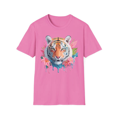 Tiger Print Unisex Softstyle T Shirt Short Sleeve Gildan 64000 Tee