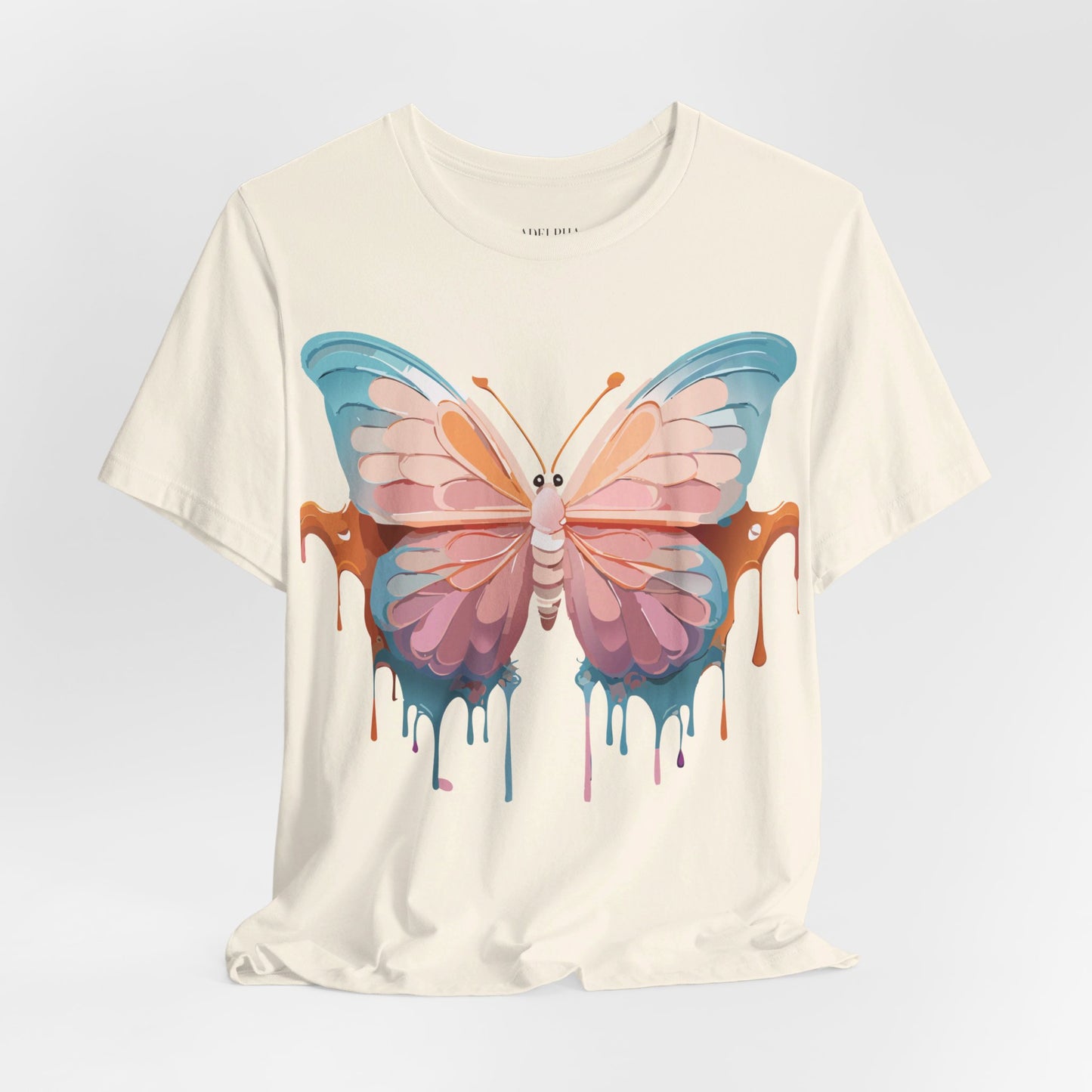 Natural Cotton Tee Shirt with Butterfly