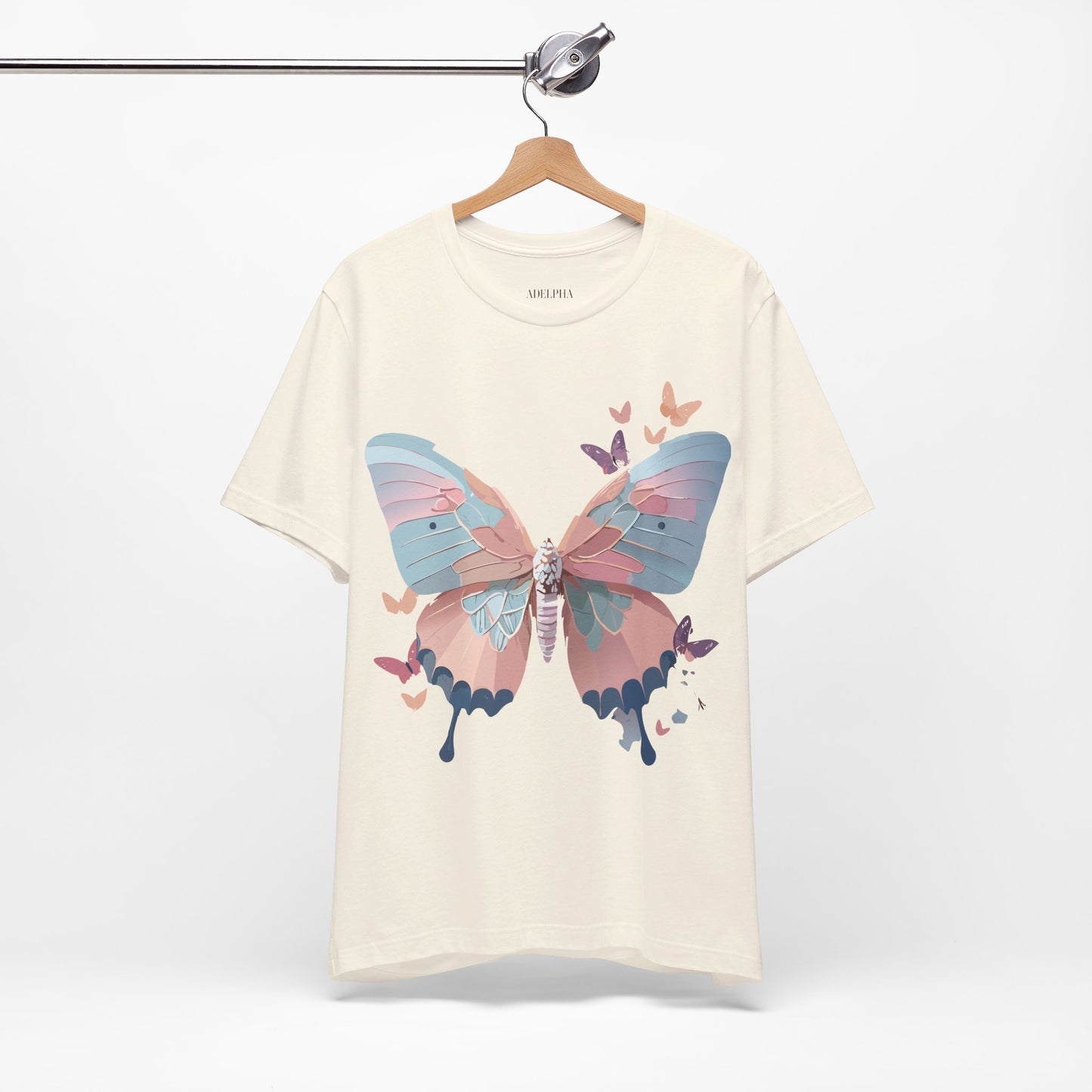 Natural Cotton Tee Shirt with Butterfly