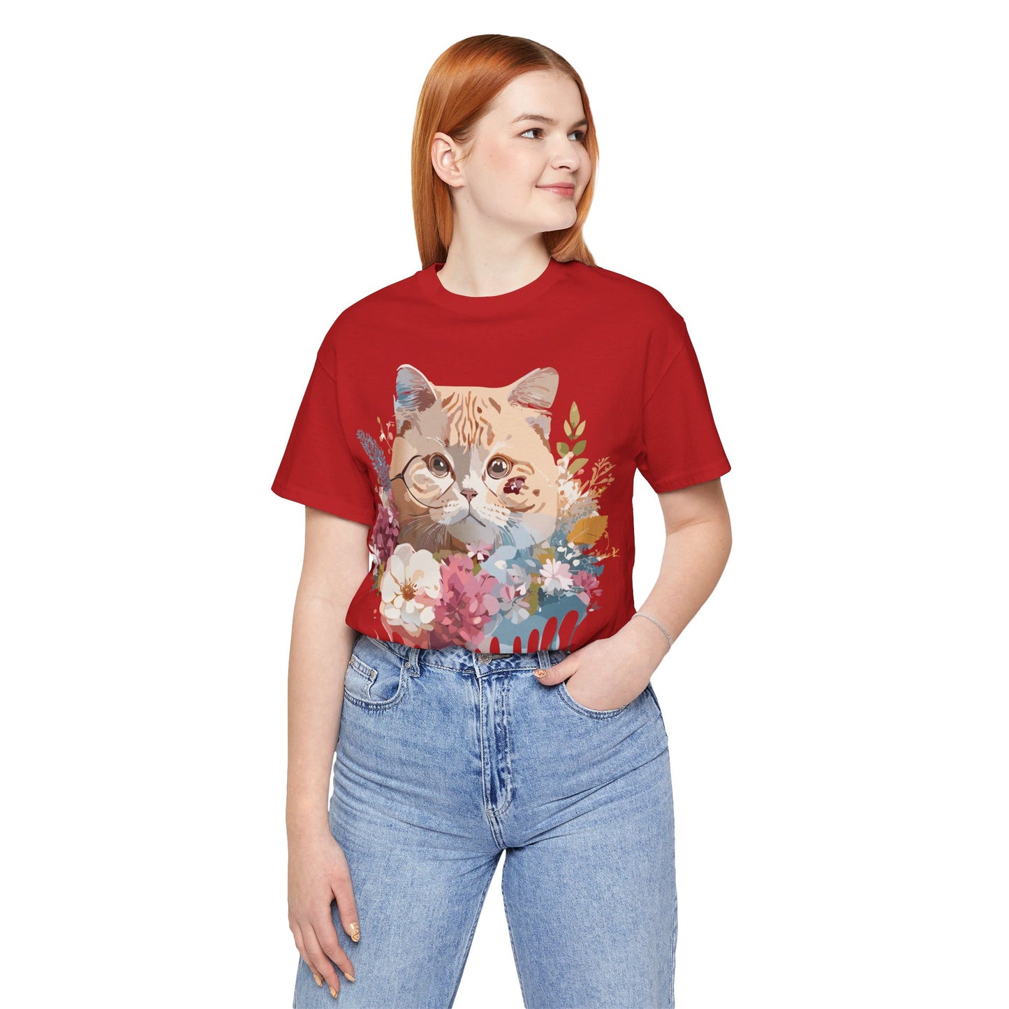 Natural Cotton Tee Shirt with Cat