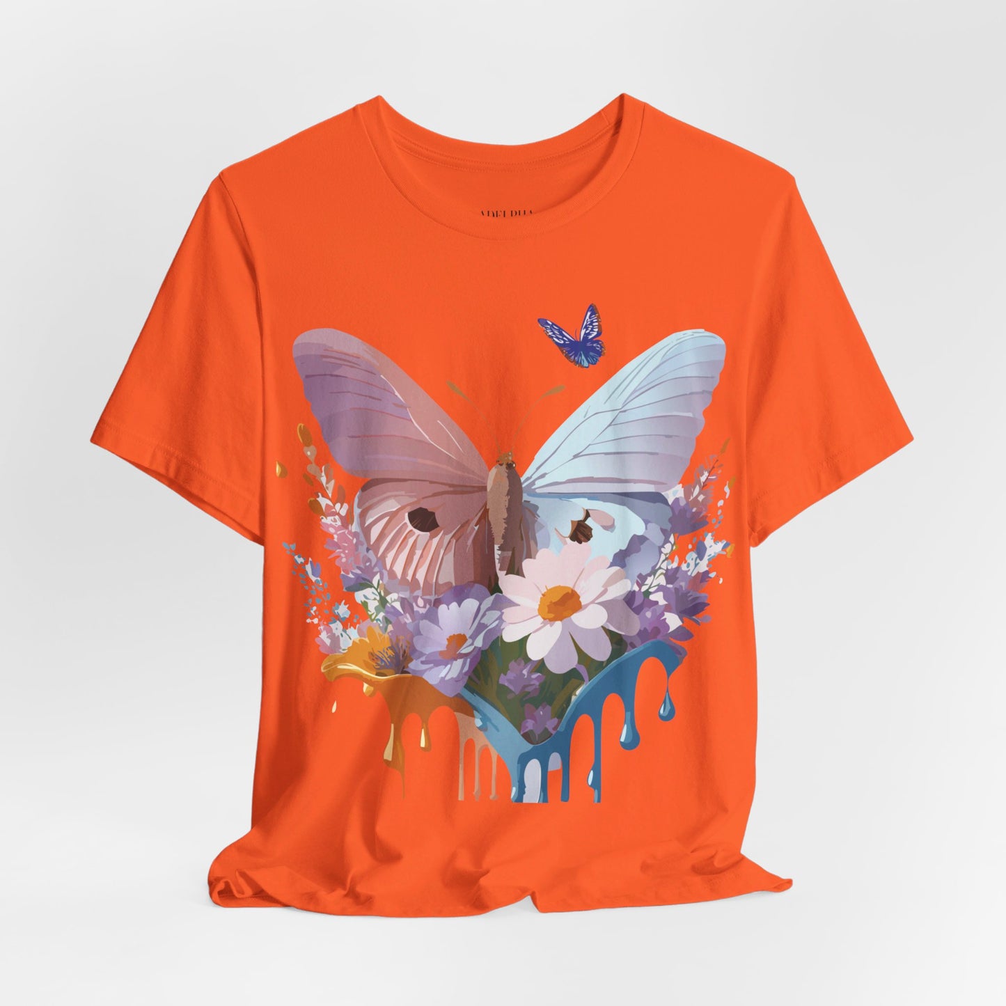 Natural Cotton Tee Shirt with Butterfly