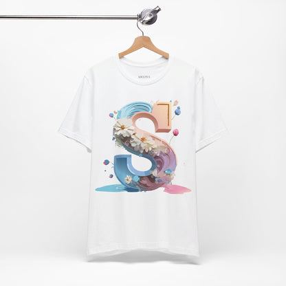 Natural Cotton Tee Shirt - Letters Collection - S Printify