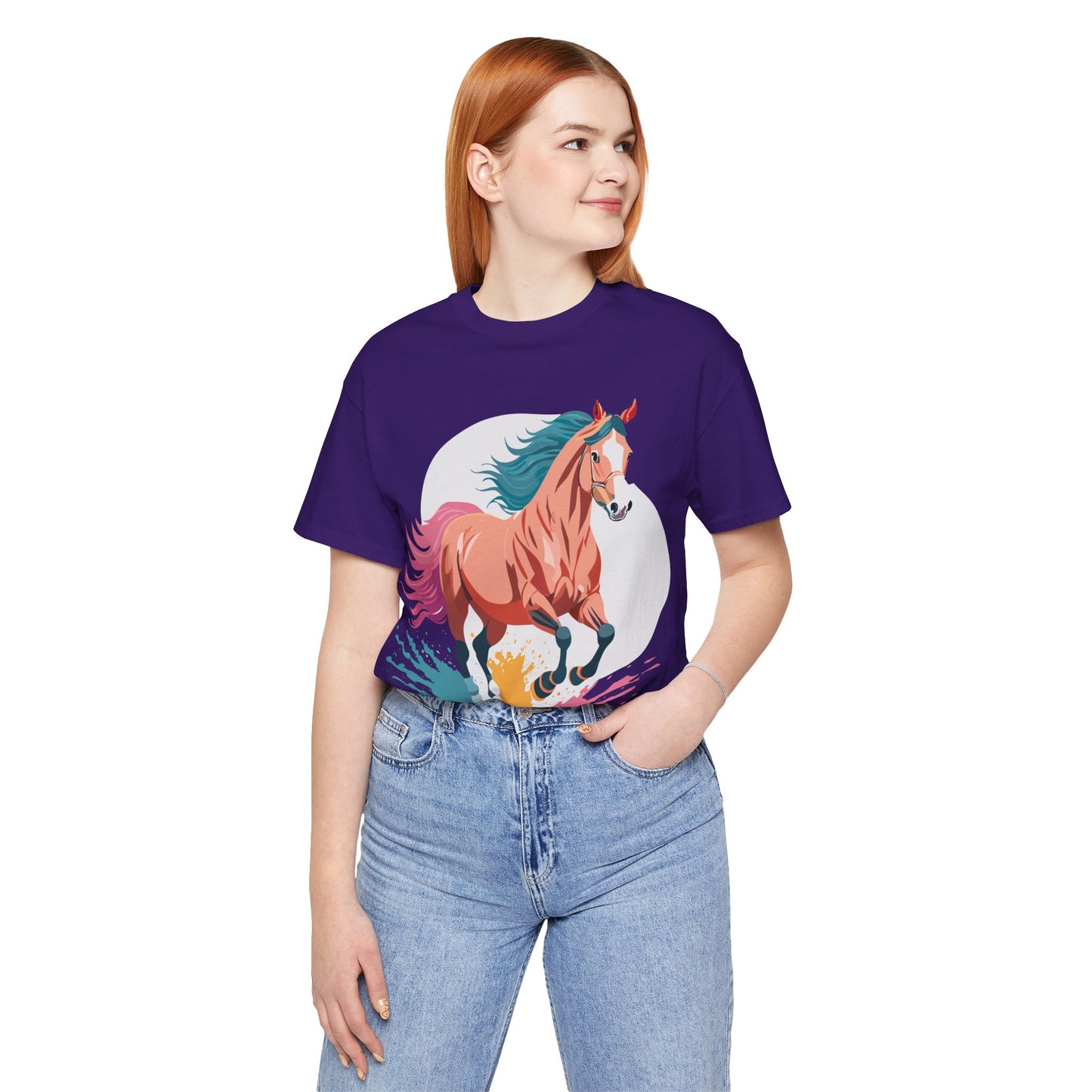 Natural Cotton Tee Shirt with Horse