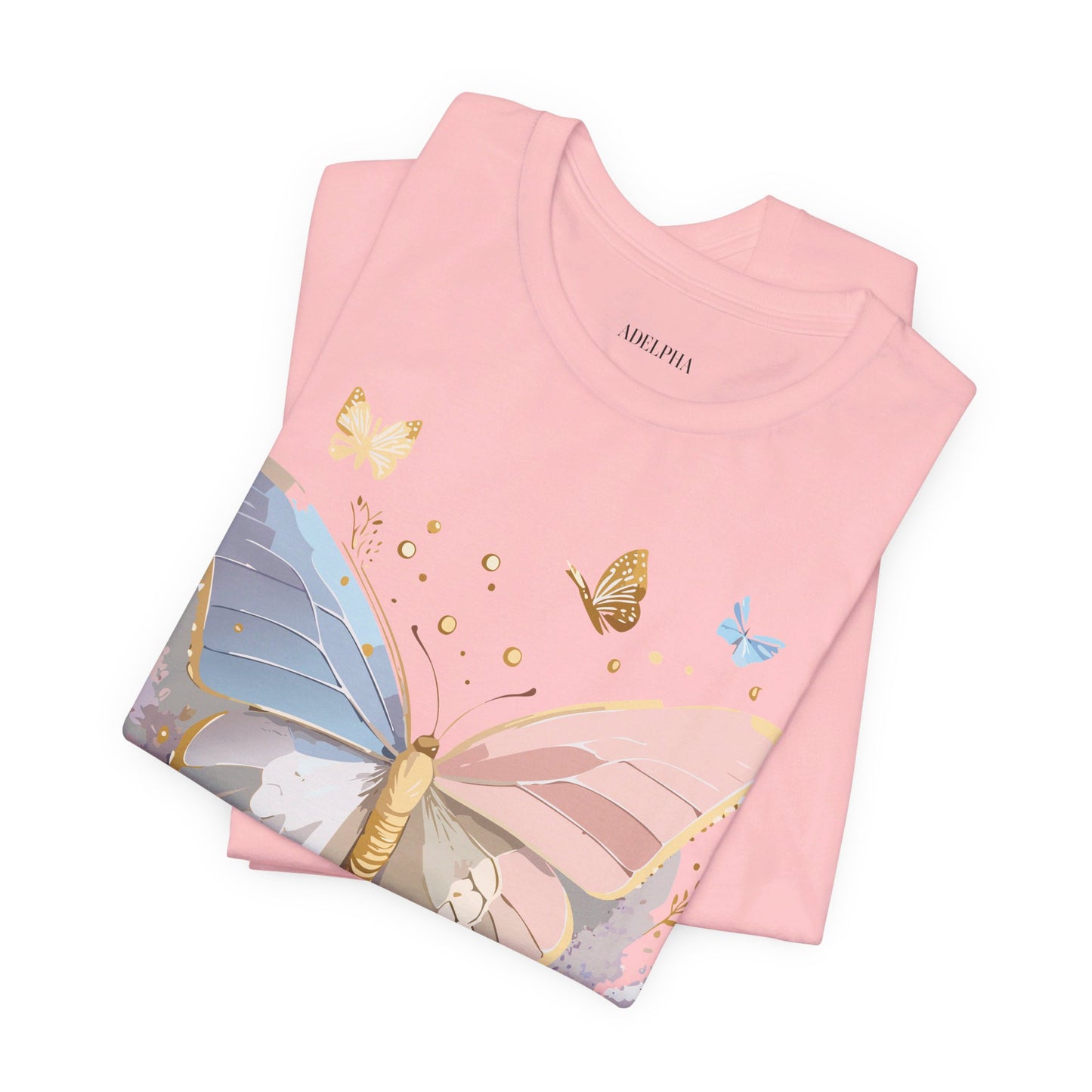 Natural Cotton Tee Shirt with Butterfly