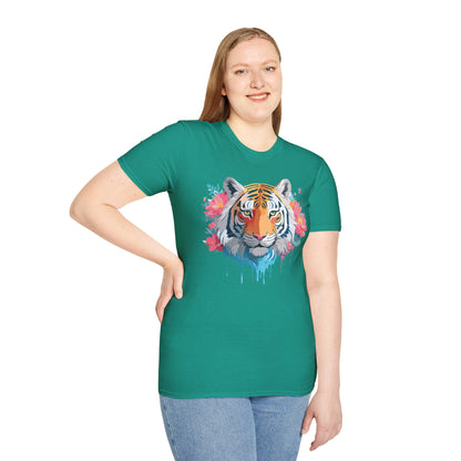Tiger Shirt Unisex Animal Tee 100 Percent Ring Spun Cotton Softstyle