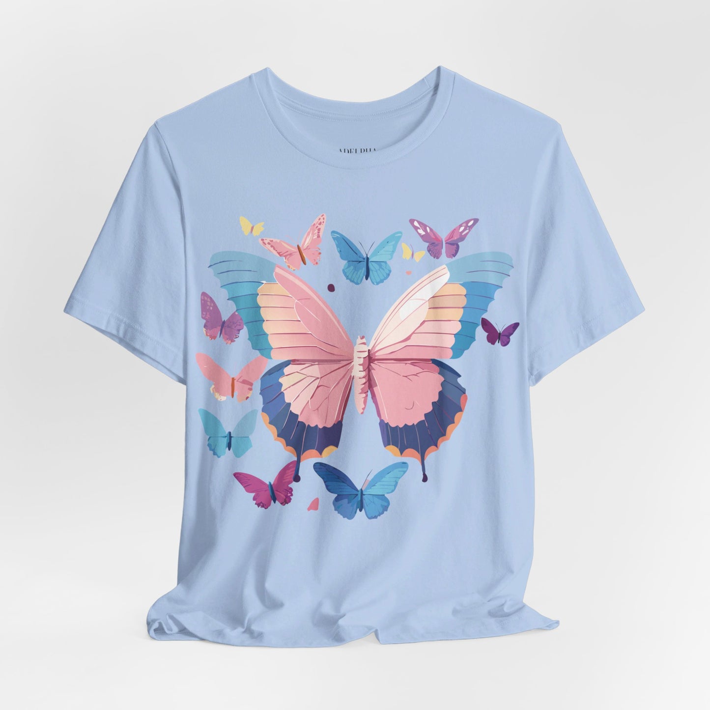 Natural Cotton Tee Shirt with Butterfly