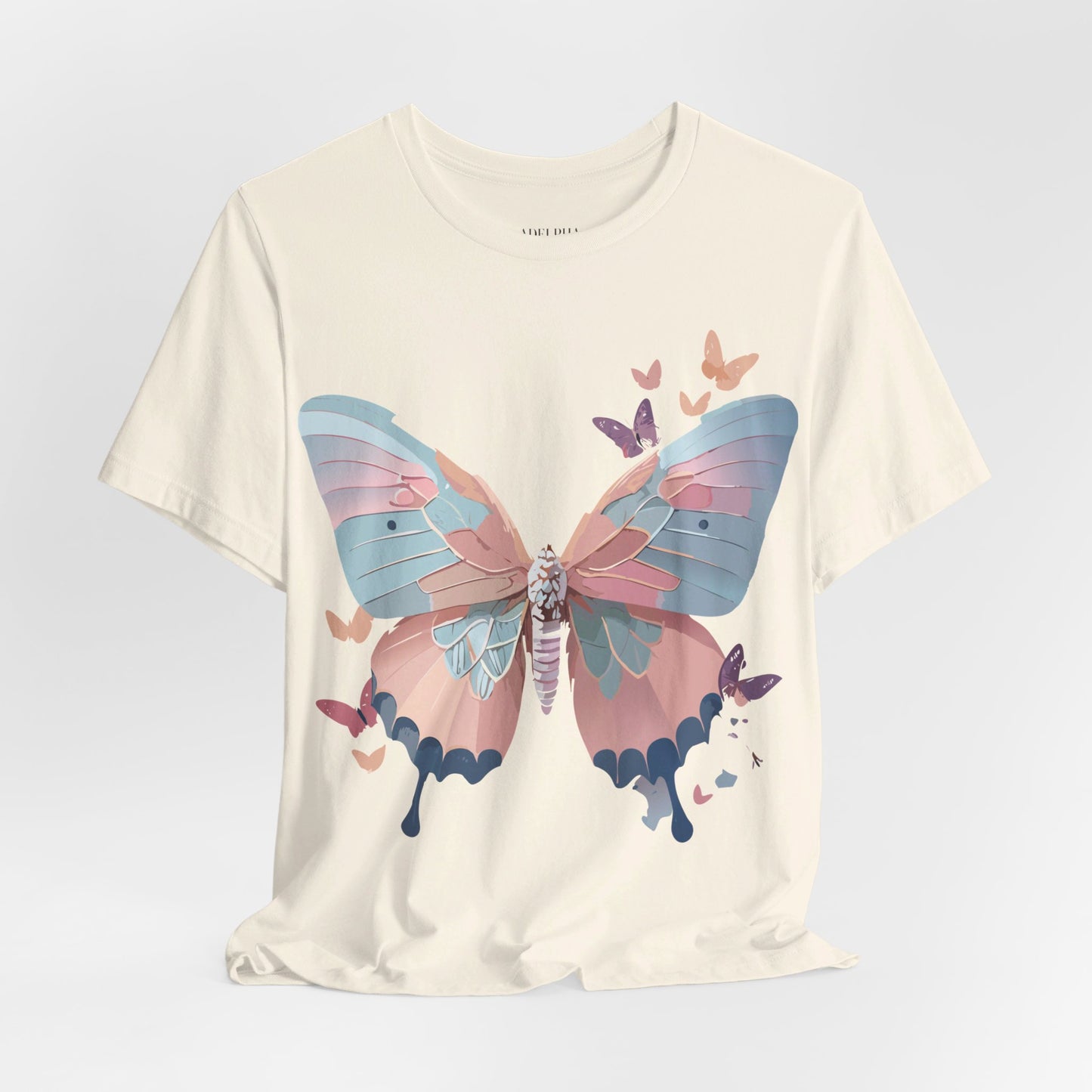 Natural Cotton Tee Shirt with Butterfly