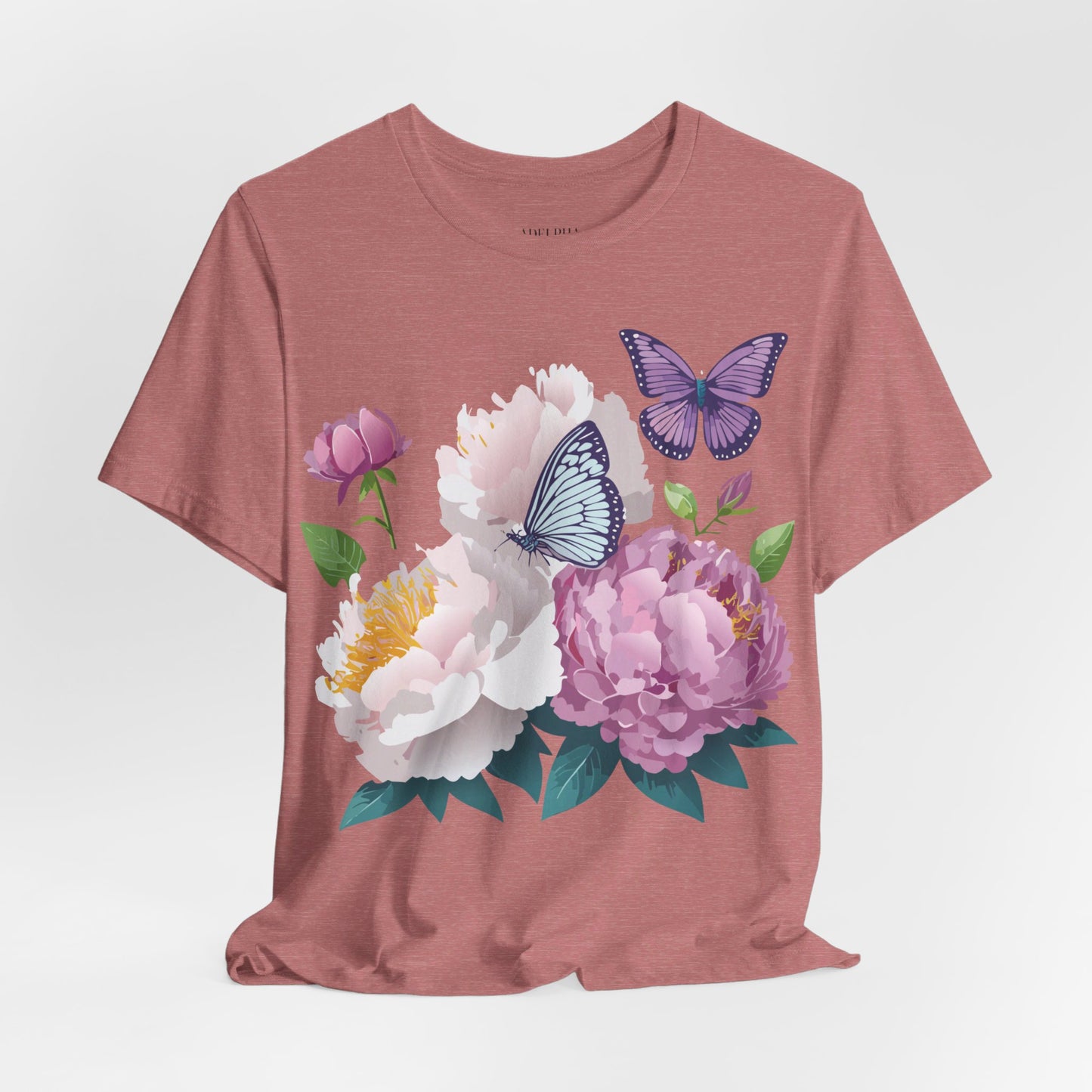 T-shirt en coton naturel avec fleurs