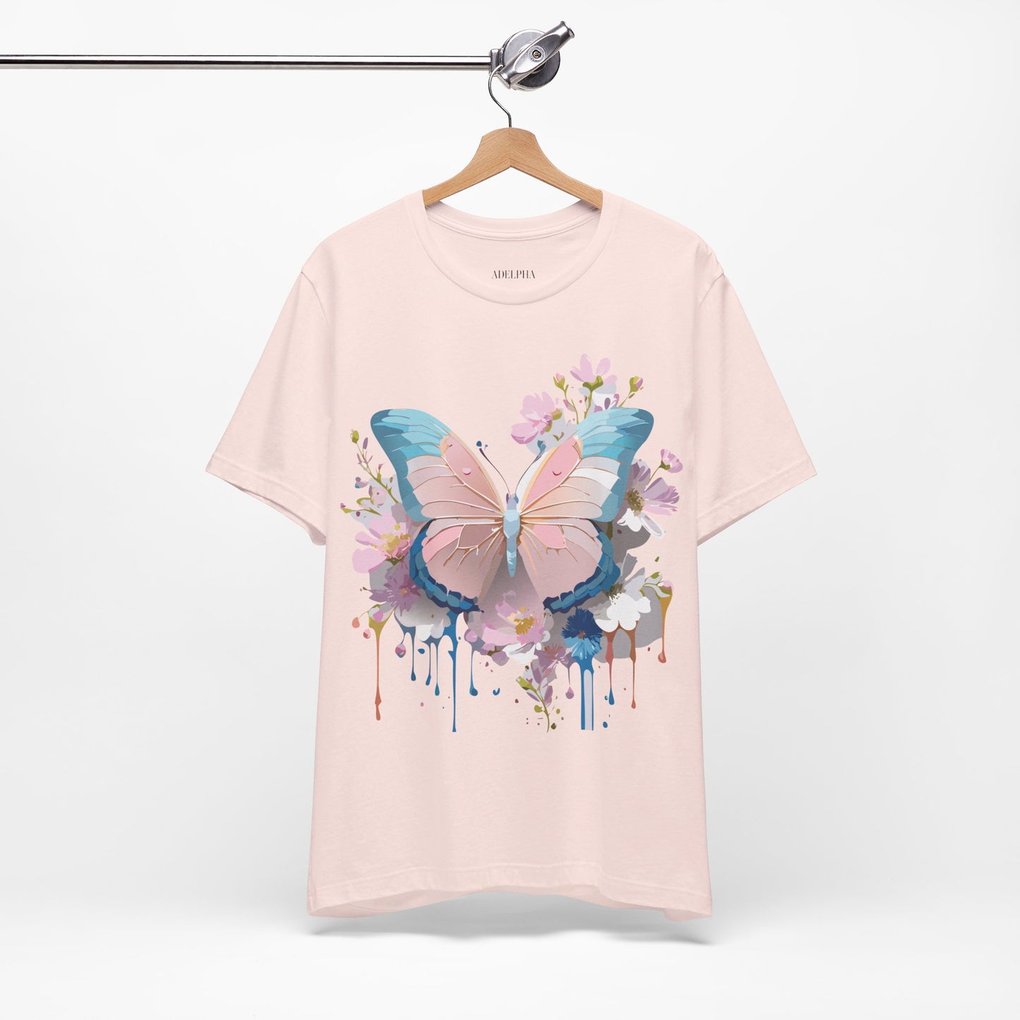 Natural Cotton Tee Shirt with Butterfly