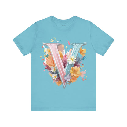 Natural Cotton Tee Shirt - Letters Collection - V Printify