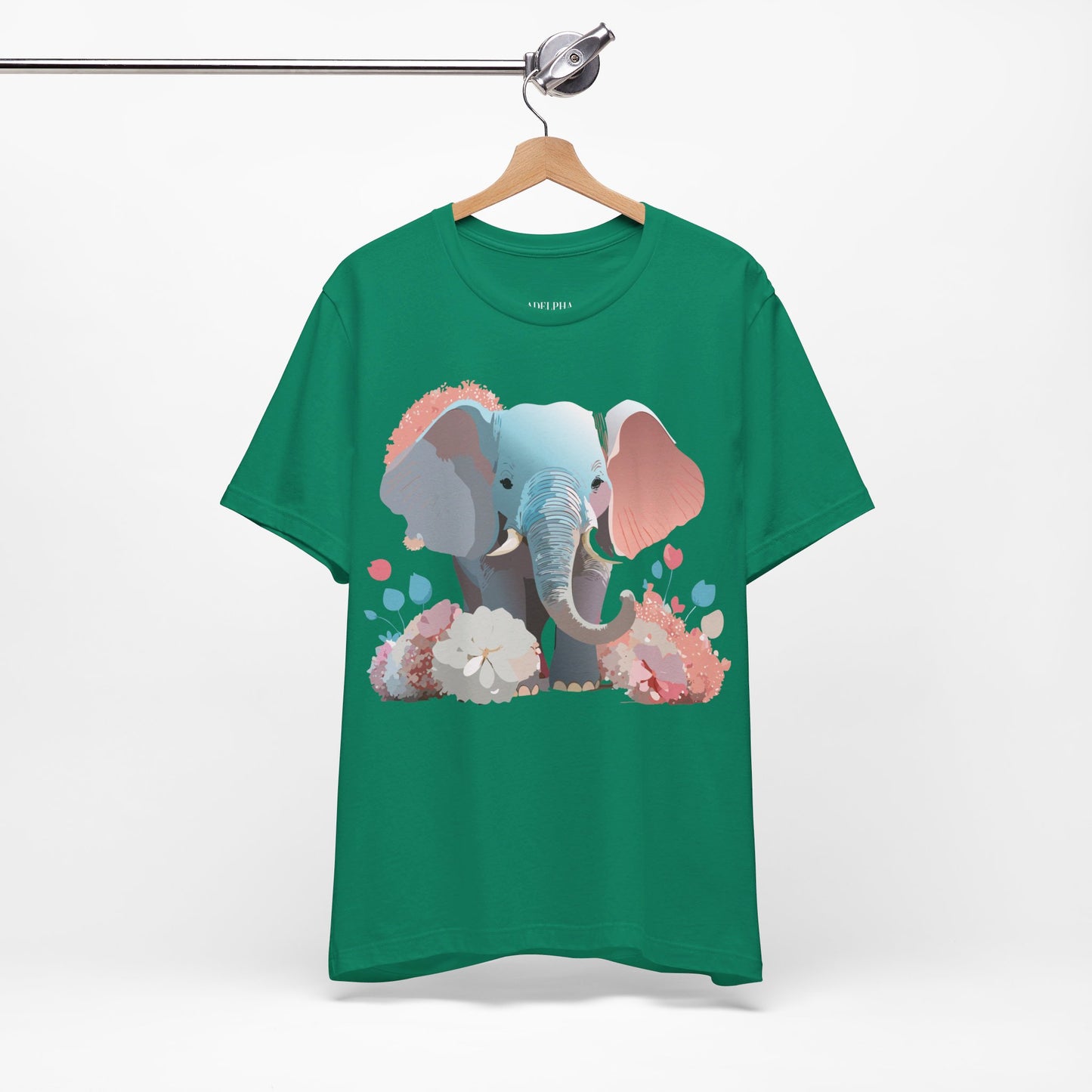 T-shirt en coton naturel avec motif éléphant