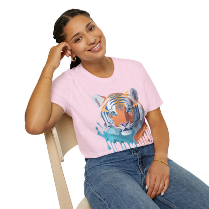 Tiger Print Shirt Unisex Softstyle Tee 100 Percent Ring Spun Cotton