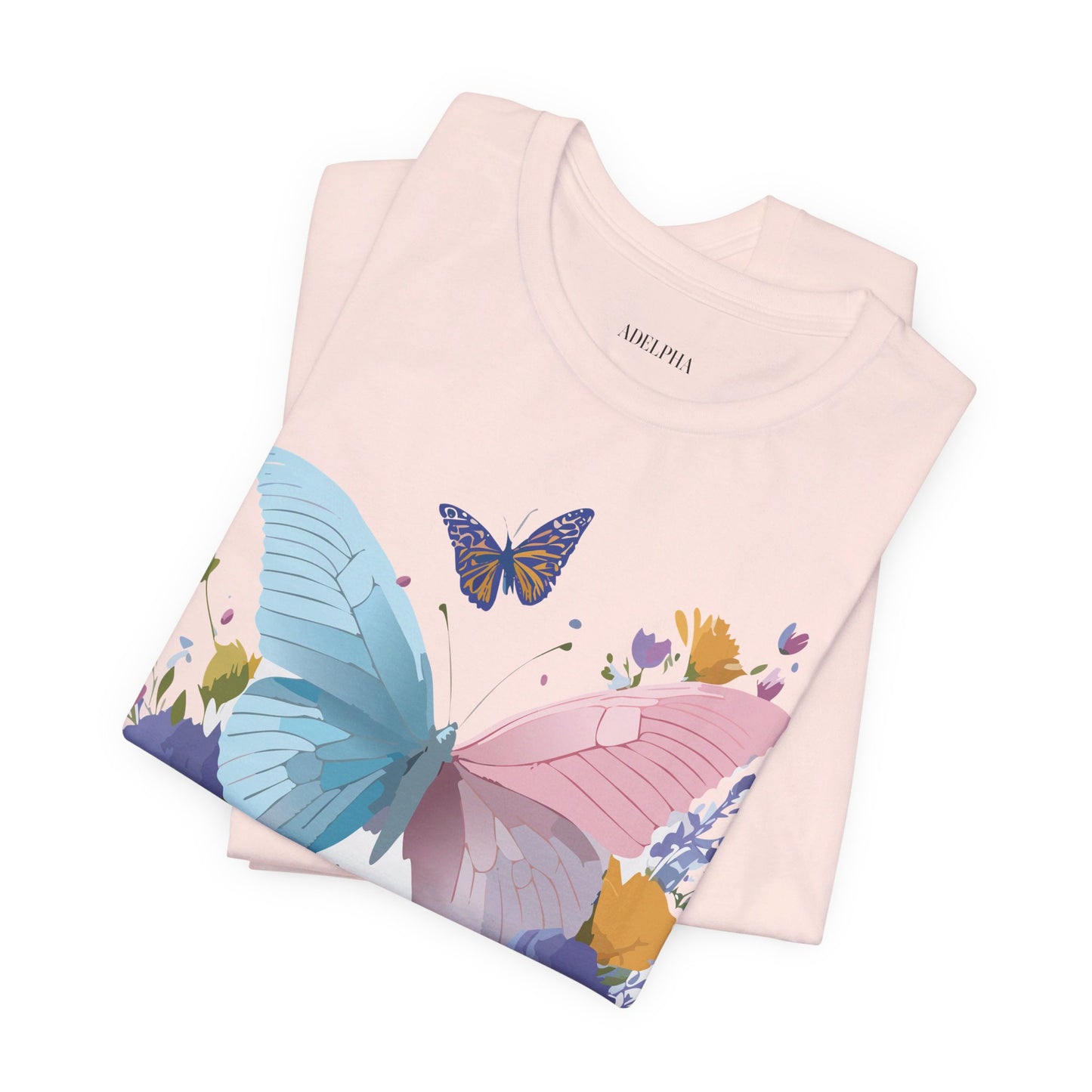 Natural Cotton Tee Shirt with Butterfly