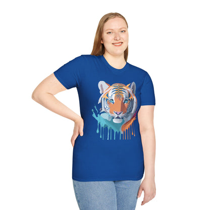 Tiger Print Shirt Unisex Softstyle Tee 100 Percent Ring Spun Cotton