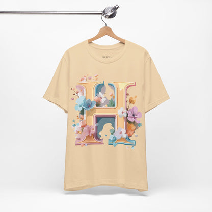 Natural Cotton Tee Shirt - Letters Collection - H Printify