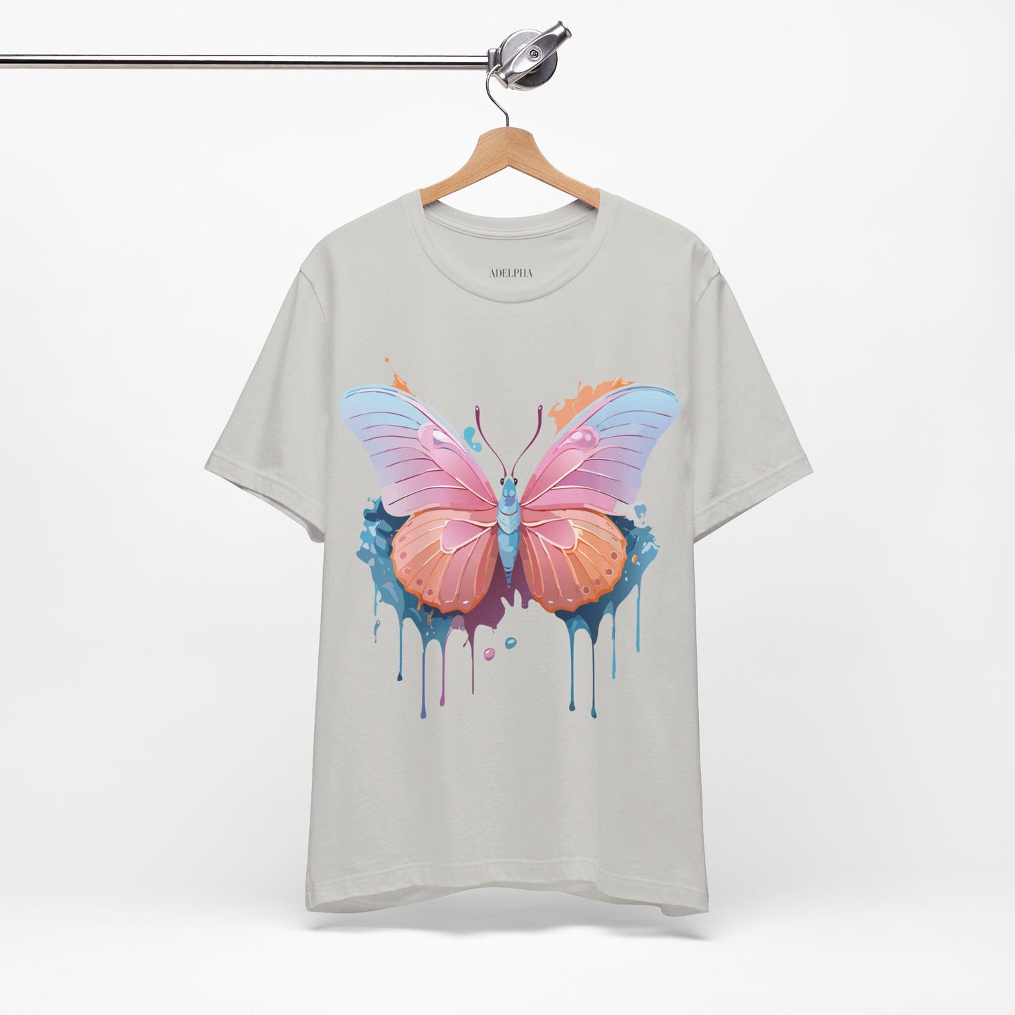 Natural Cotton Tee Shirt with Butterfly