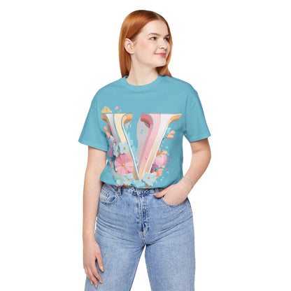 Natural Cotton Tee Shirt - Letters Collection - V Printify
