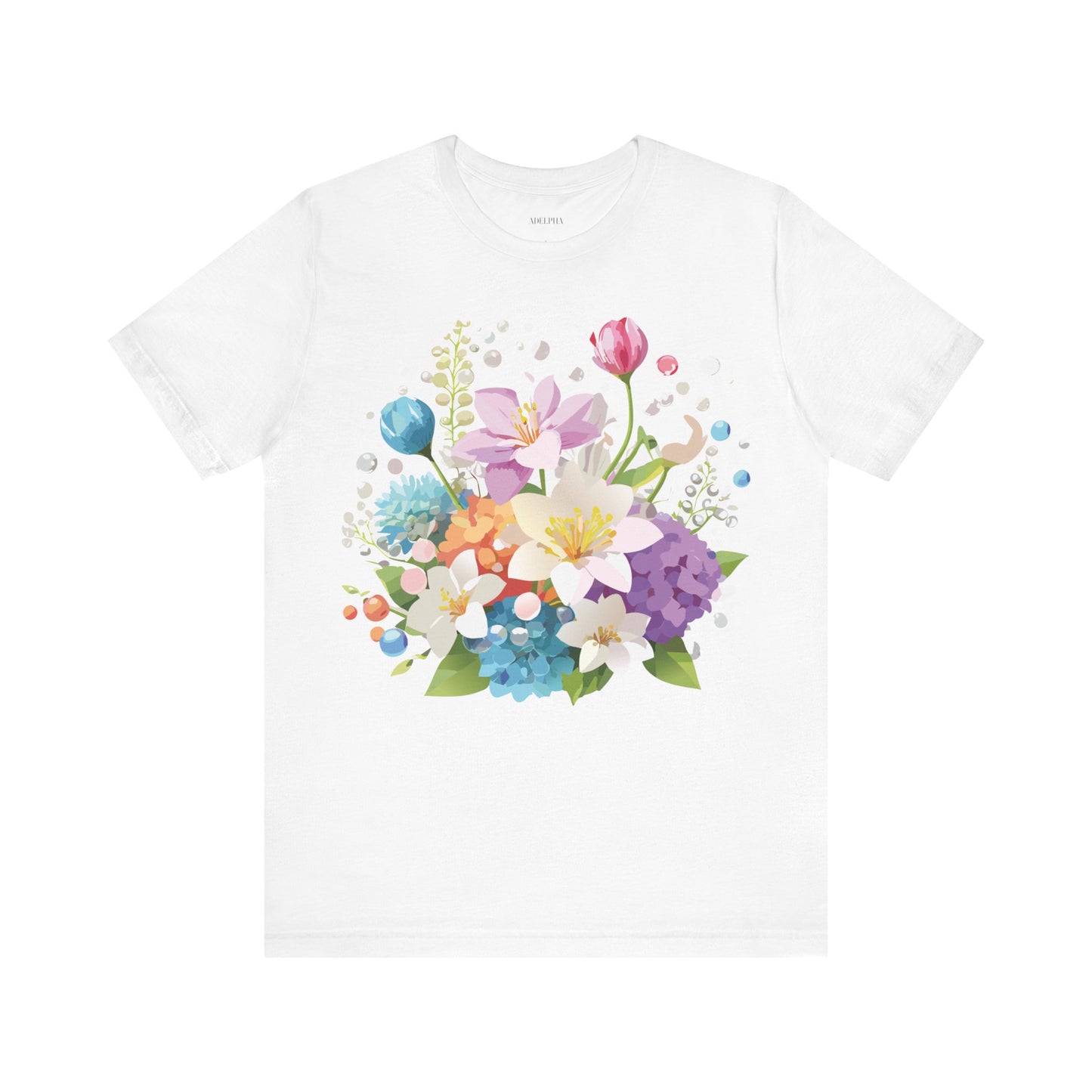 Natural Cotton Tee Shirt with Flowers