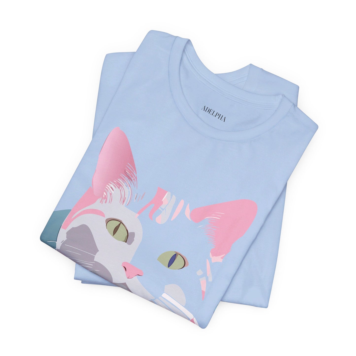 Natural Cotton Tee Shirt with Cat