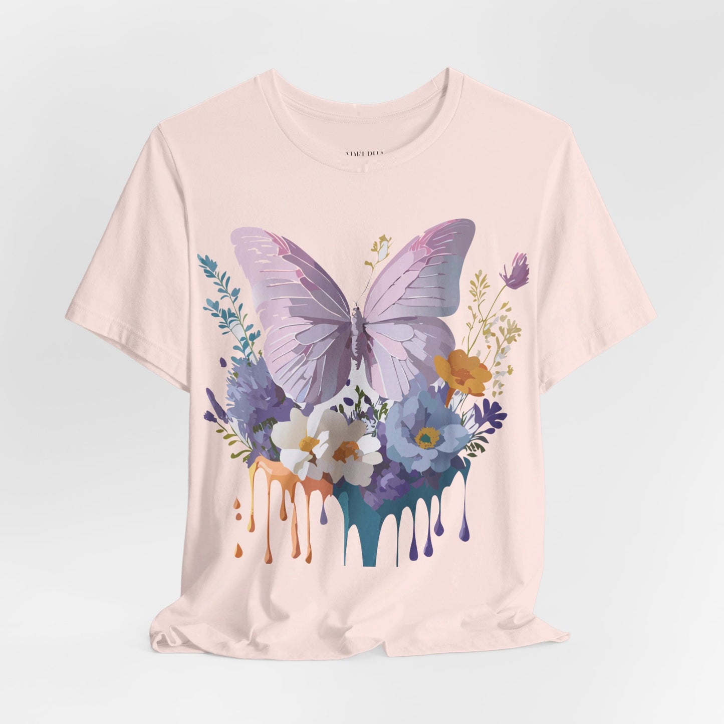 Natural Cotton Tee Shirt with Butterfly