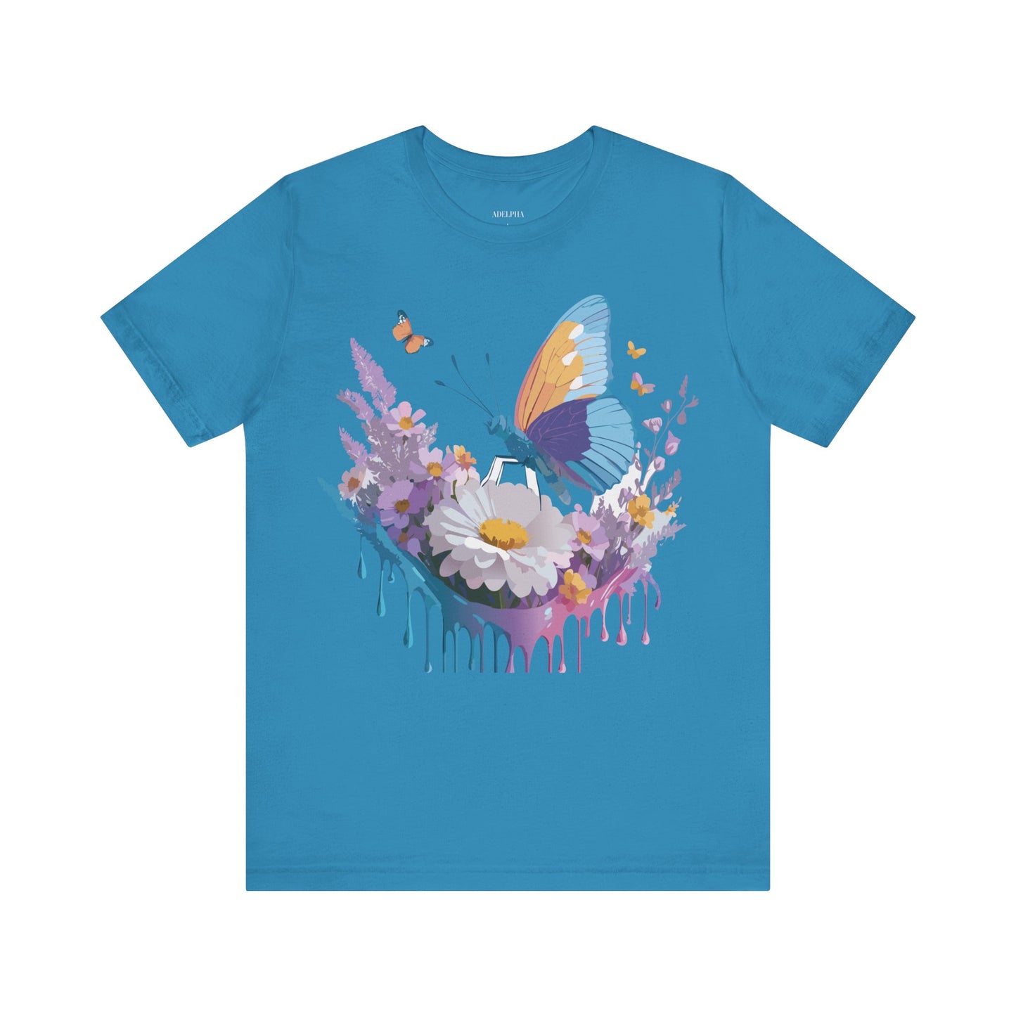 Natural Cotton Tee Shirt with Butterfly