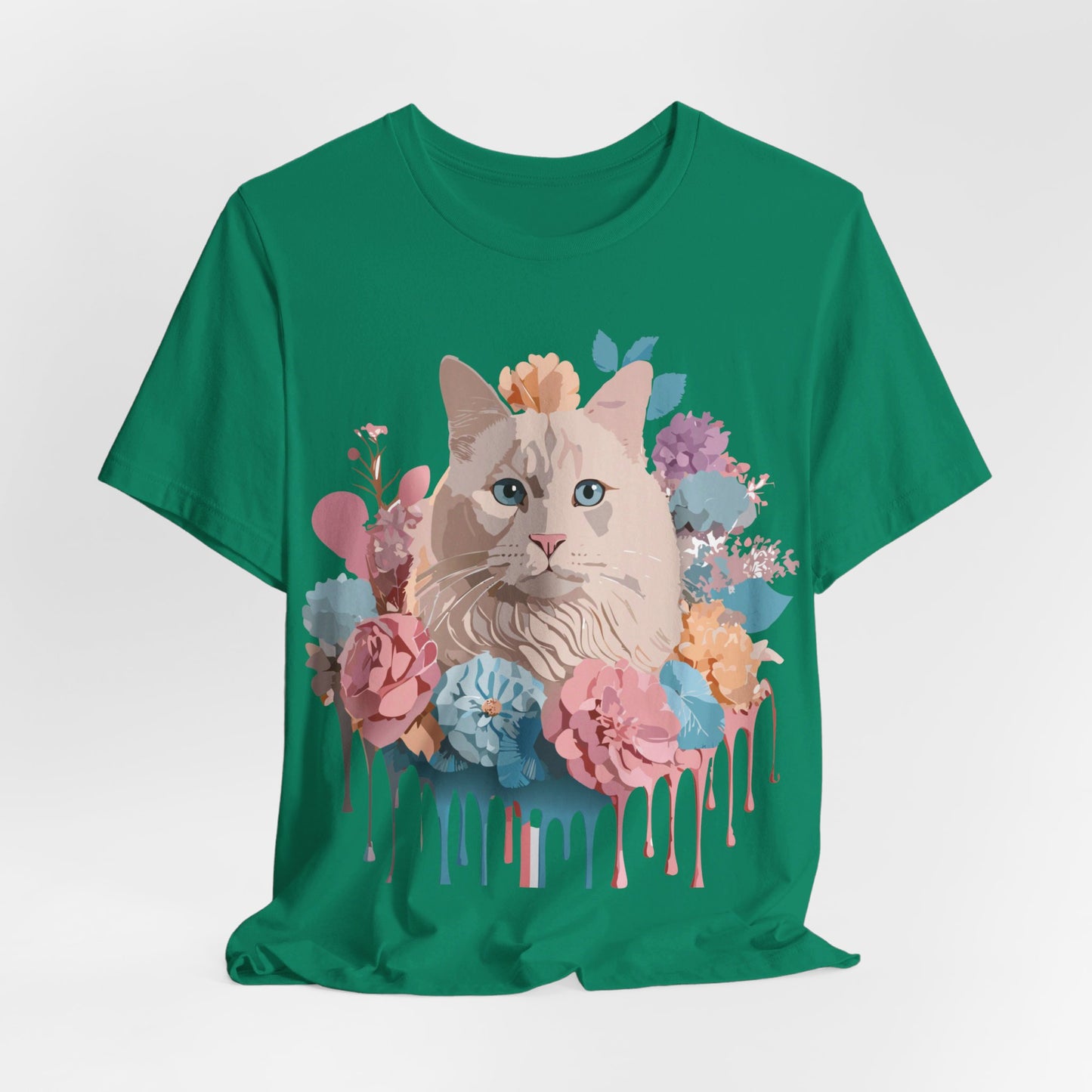 Natural Cotton Tee Shirt with Cat