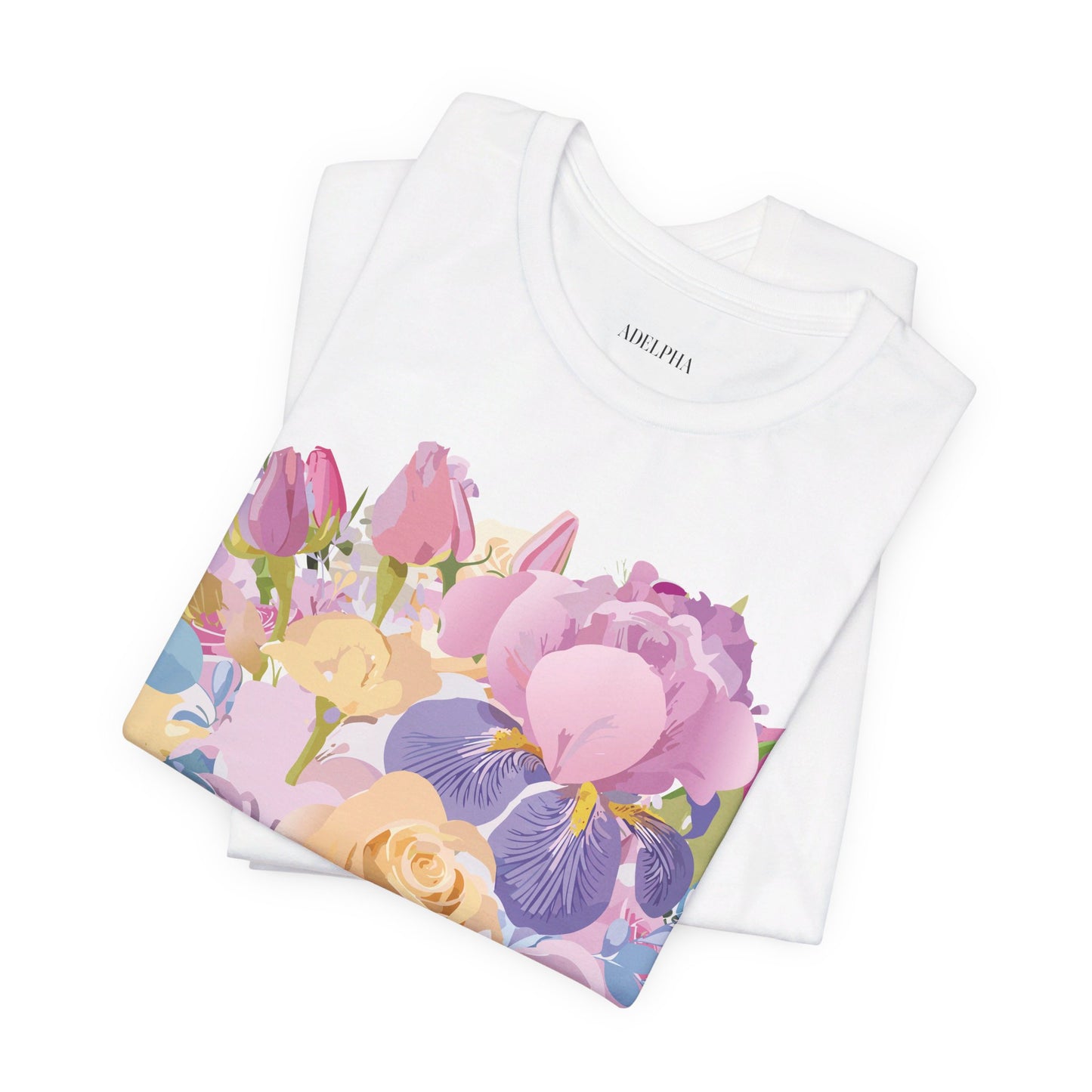 Natural Cotton Tee Shirt with Flowers