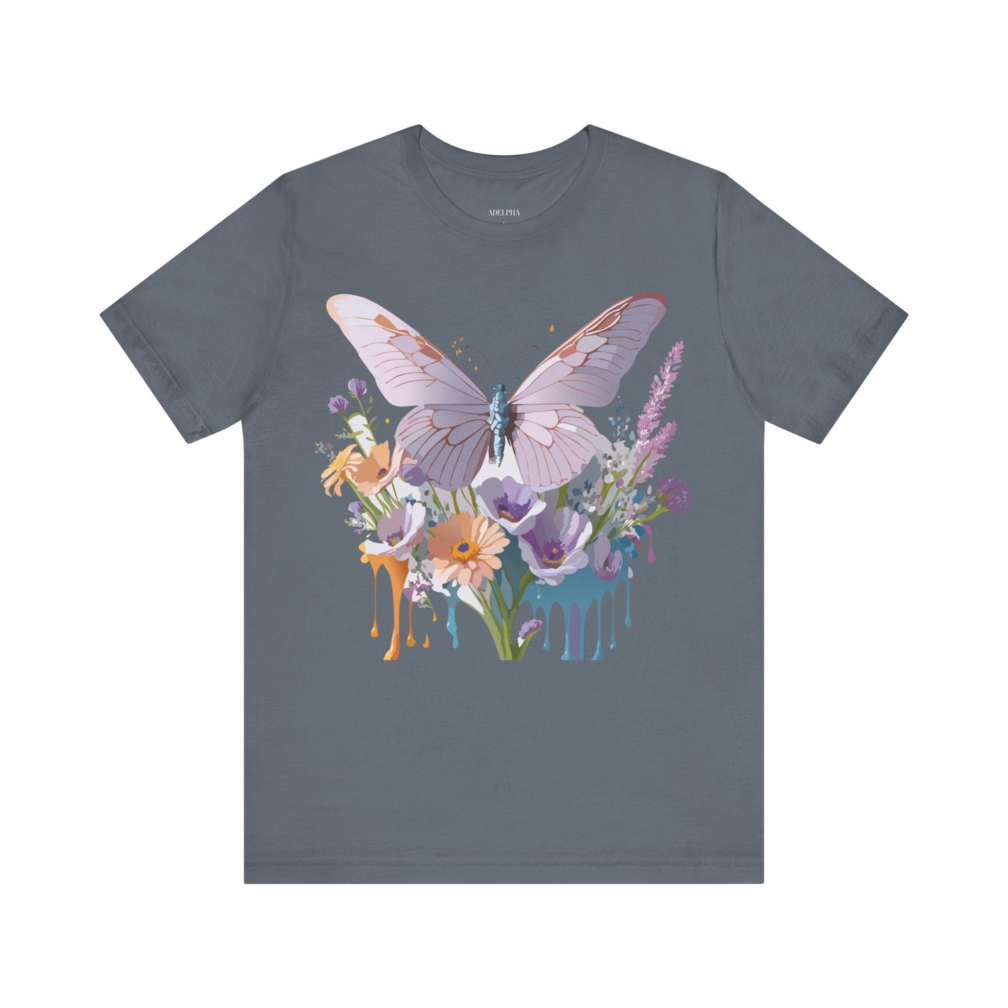 Natural Cotton Tee Shirt with Butterfly