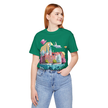 Natural Cotton Tee Shirt - Beautiful Places Collection - Warnemünde and Rostock - Germany Printify