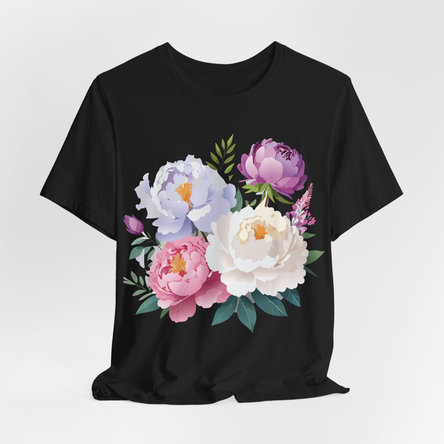 T-shirt en coton naturel avec fleurs