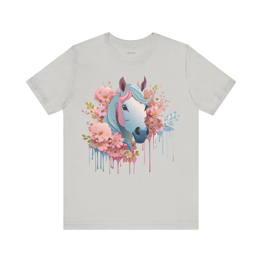 Natural Cotton Tee Shirt with Horse