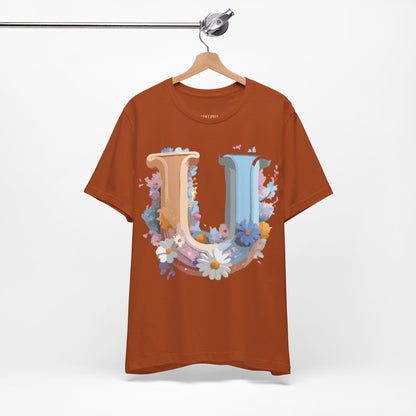 Natural Cotton Tee Shirt - Letters Collection - U Printify