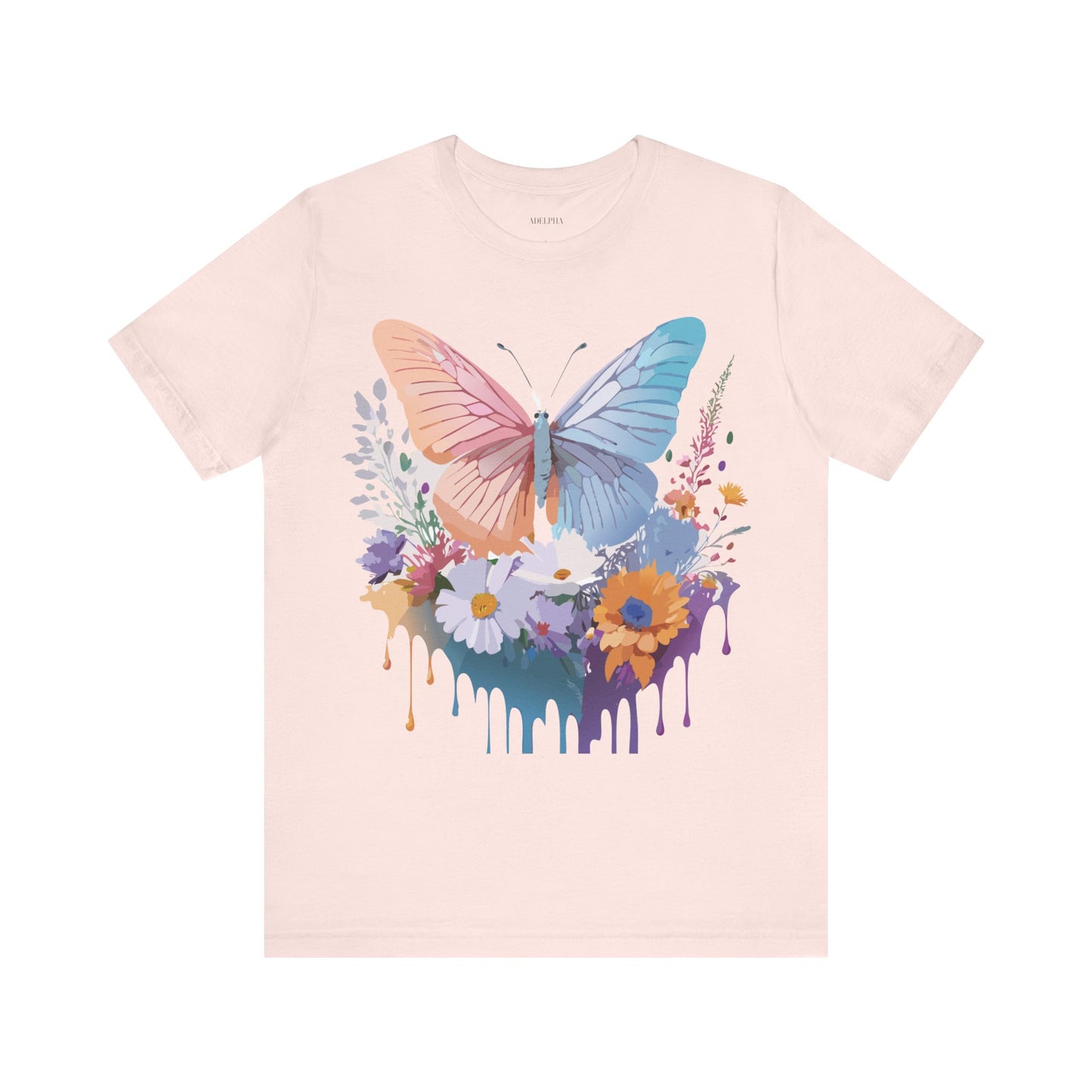 Natural Cotton Tee Shirt with Butterfly