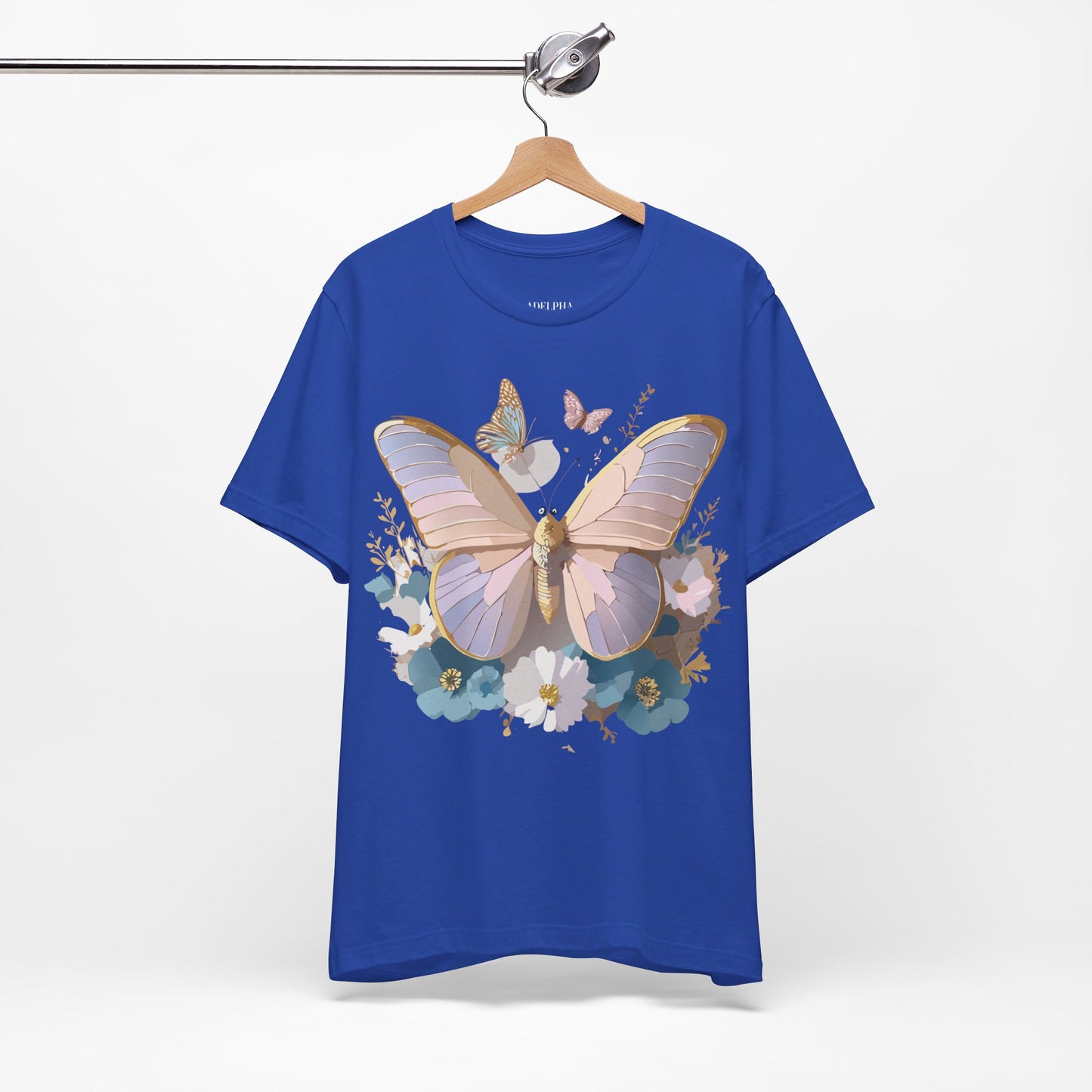 Natural Cotton Tee Shirt with Butterfly