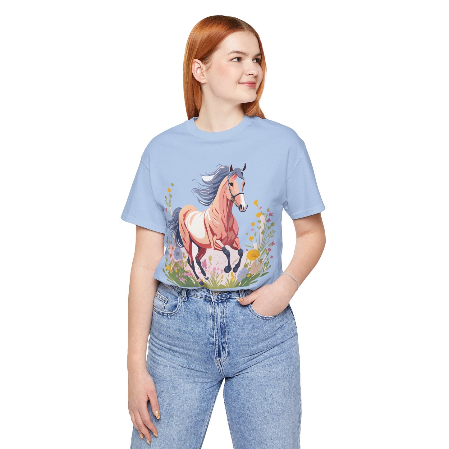 Natural Cotton Tee Shirt with Horse