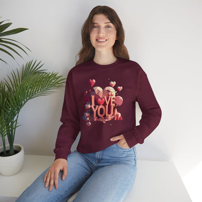 Unisex Heart Love Sweatshirt Floral Valentines Day Cotton Poly Fifty Fifty Blend