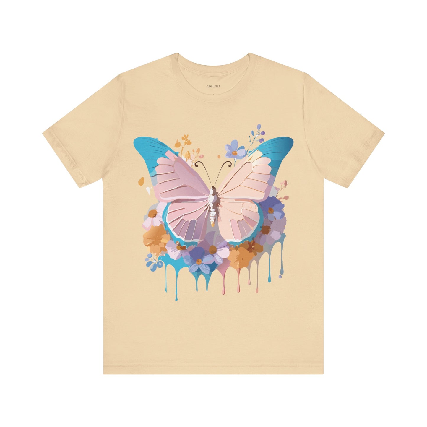 Natural Cotton Tee Shirt with Butterfly