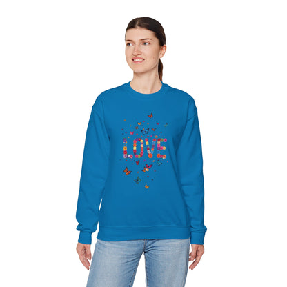 Unisex Floral Love Sweatshirt Fifty Fifty Cotton Poly Valentines Day