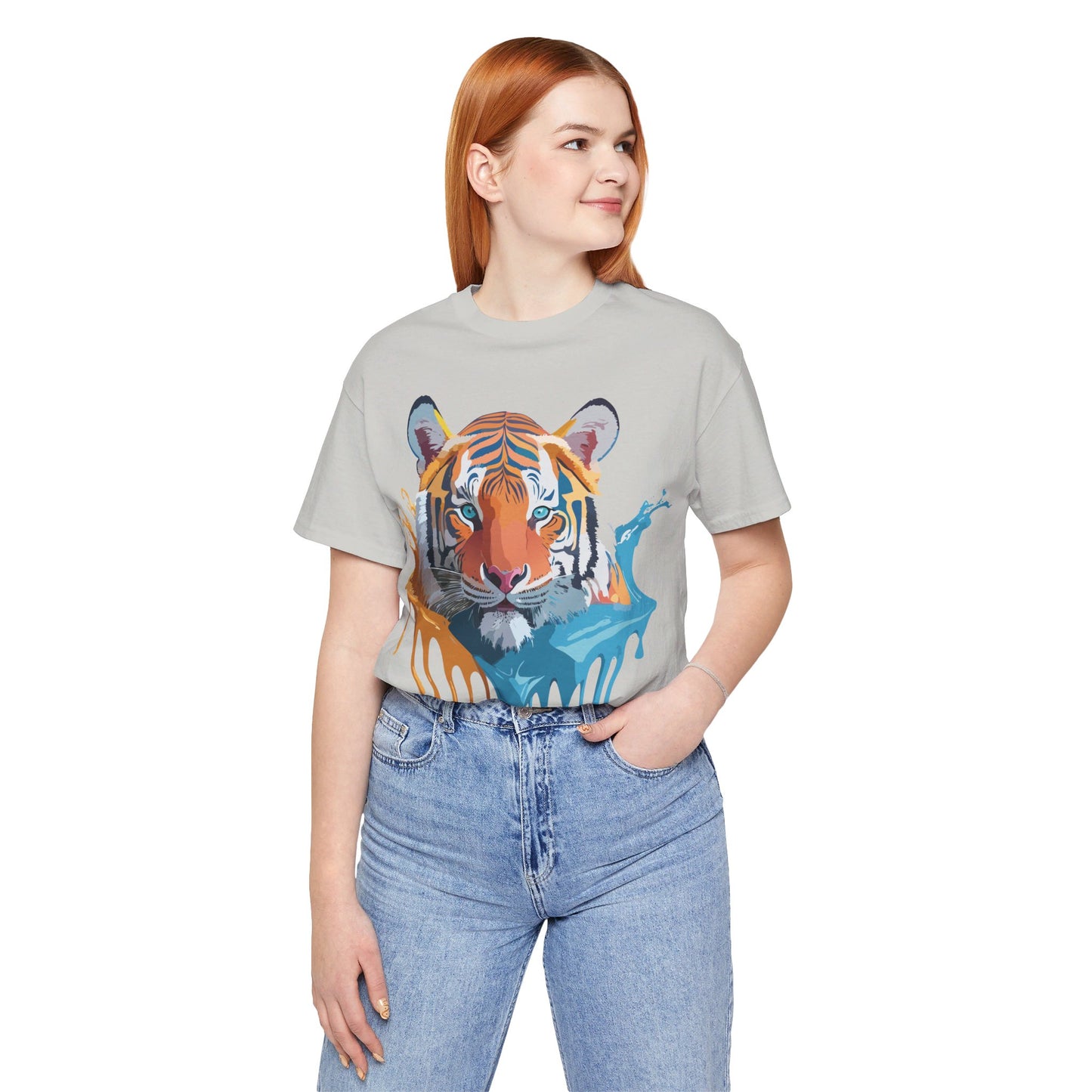 Natural Cotton Tee Shirt with Tiger