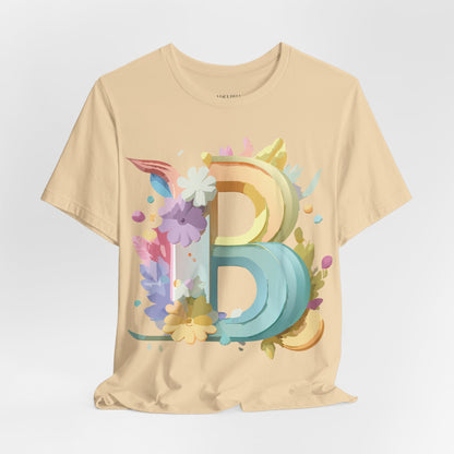 Natural Cotton Tee Shirt - Letters Collection - B Printify