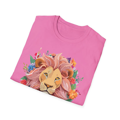 Lion Shirt Unisex Floral Lion Tee Animal Print Softstyle Tee