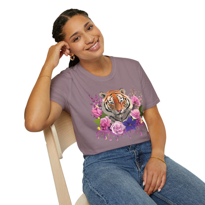 Tiger Print Shirt Unisex Animal Tee Softstyle Gildan 64000 Cotton