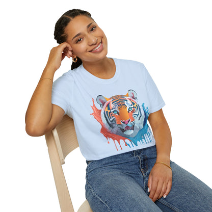 Unisex Tiger Tee Gildan Softstyle Animal Print Shirt Ring Spun Cotton