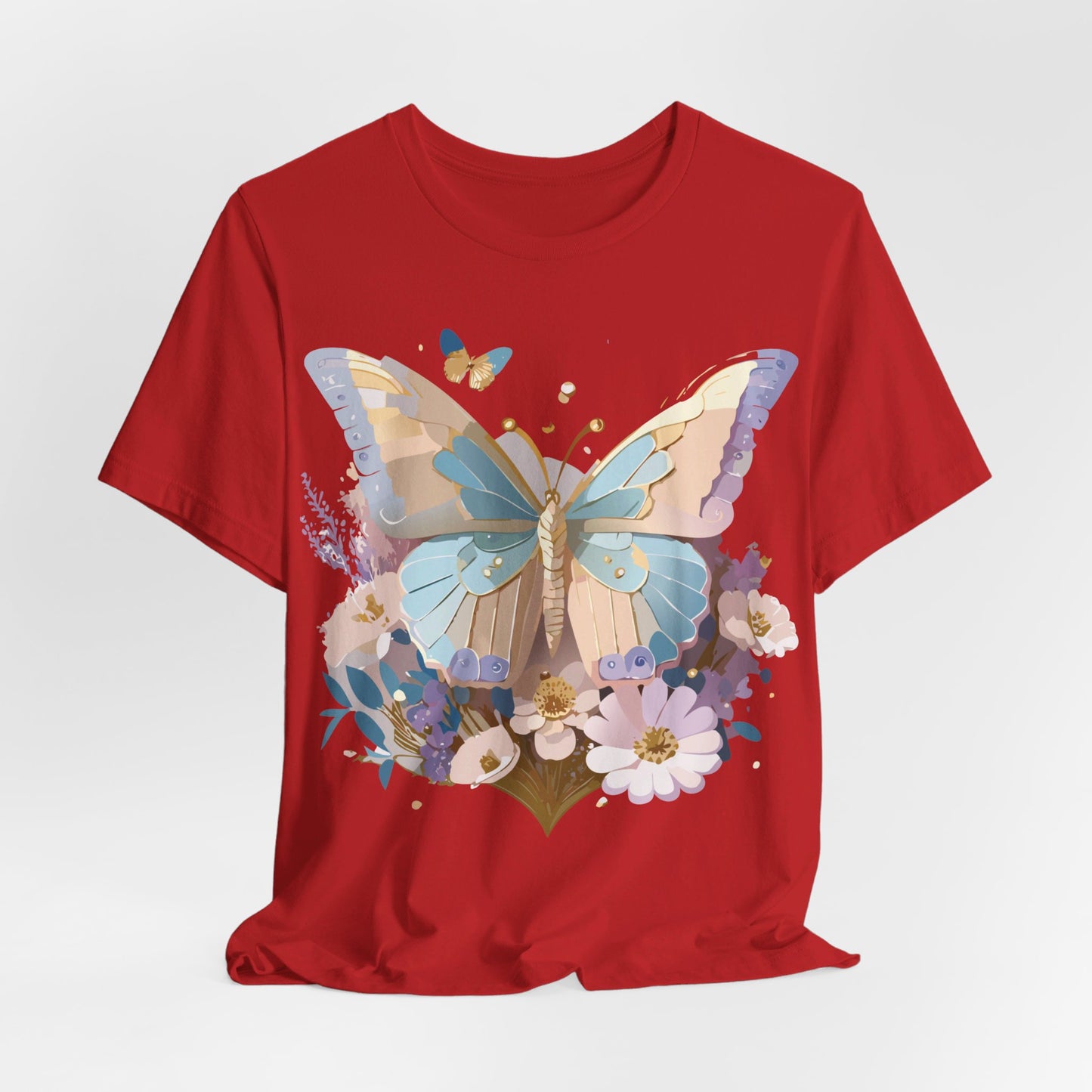 Natural Cotton Tee Shirt with Butterfly