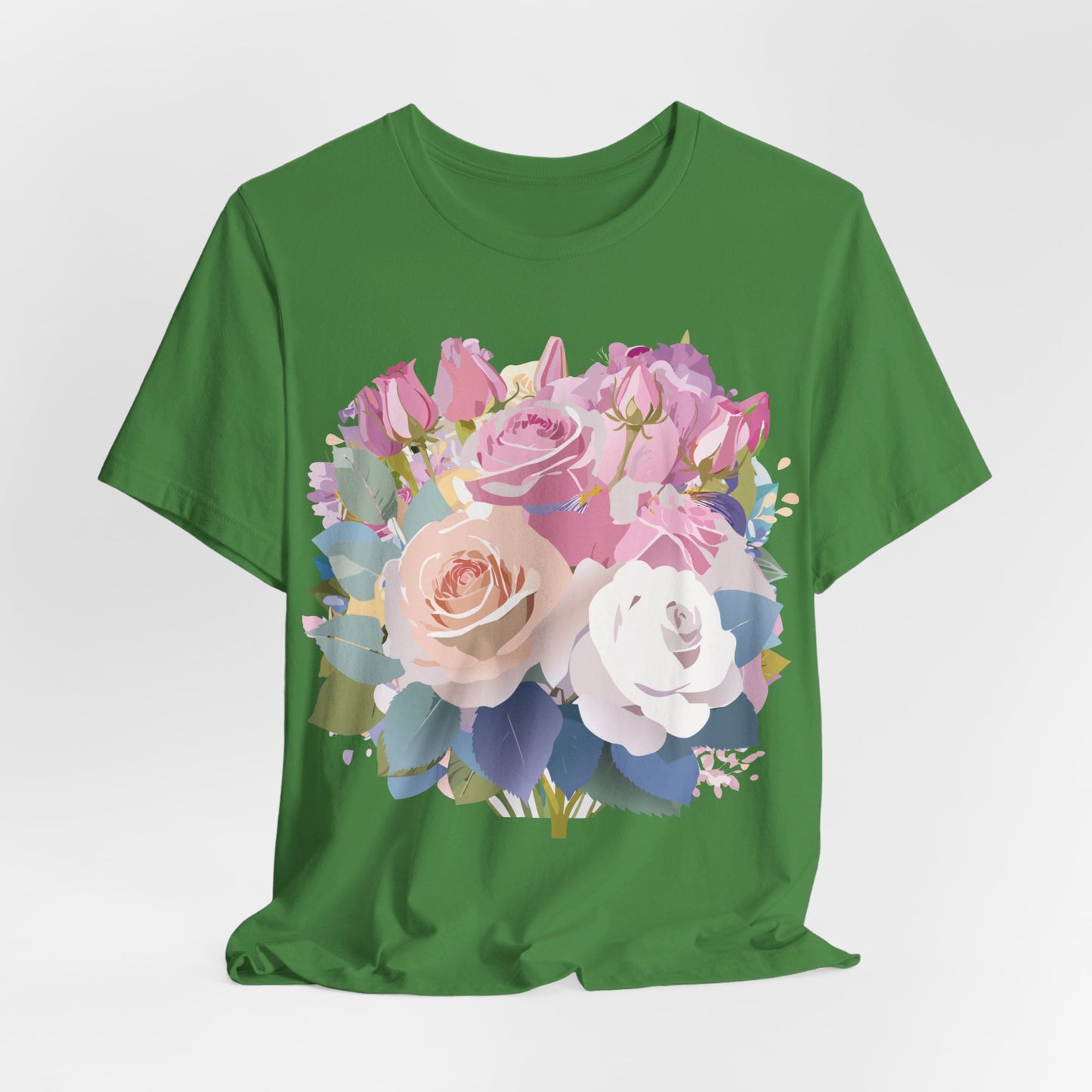 Natural Cotton Tee Shirt with Flowers