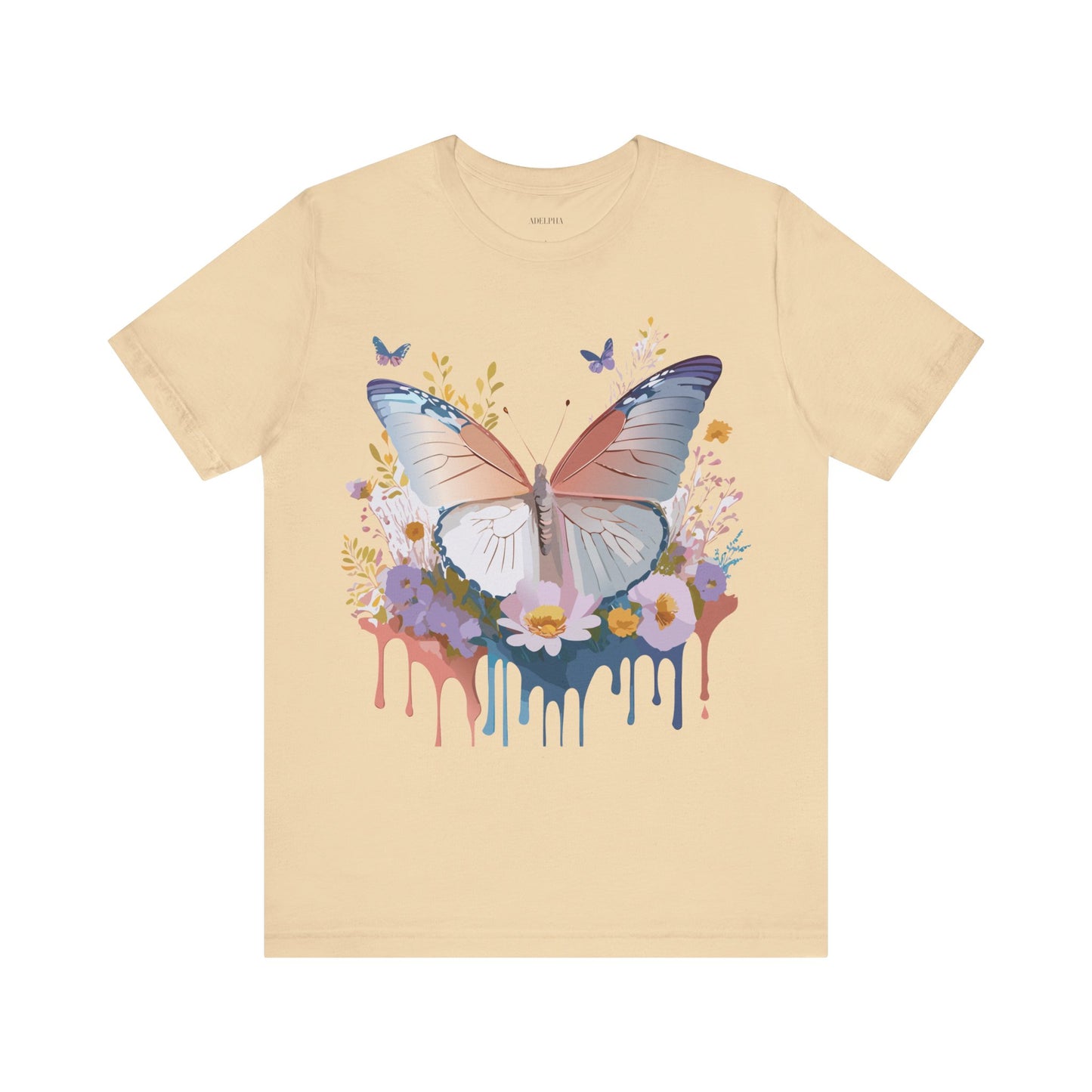 Natural Cotton Tee Shirt with Butterfly