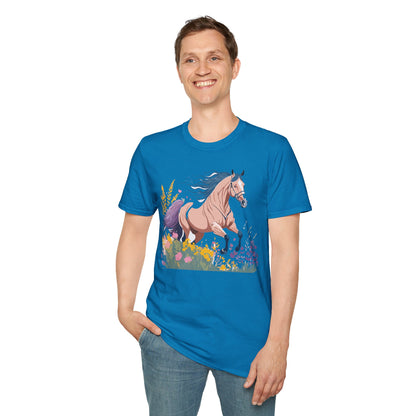 Unisex Horse Shirt With Animal Design Gildan Softstyle 64000 Tee