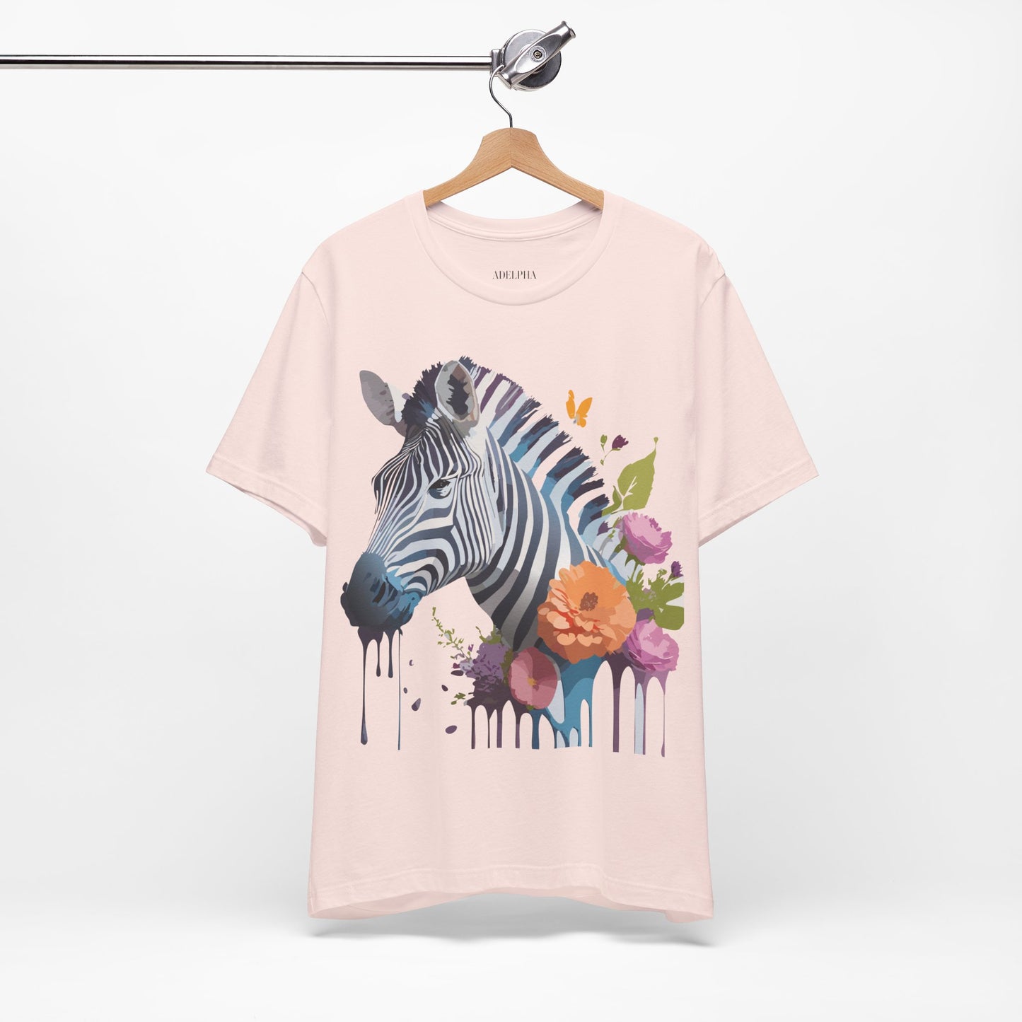 Natural Cotton Tee Shirt with Zebra