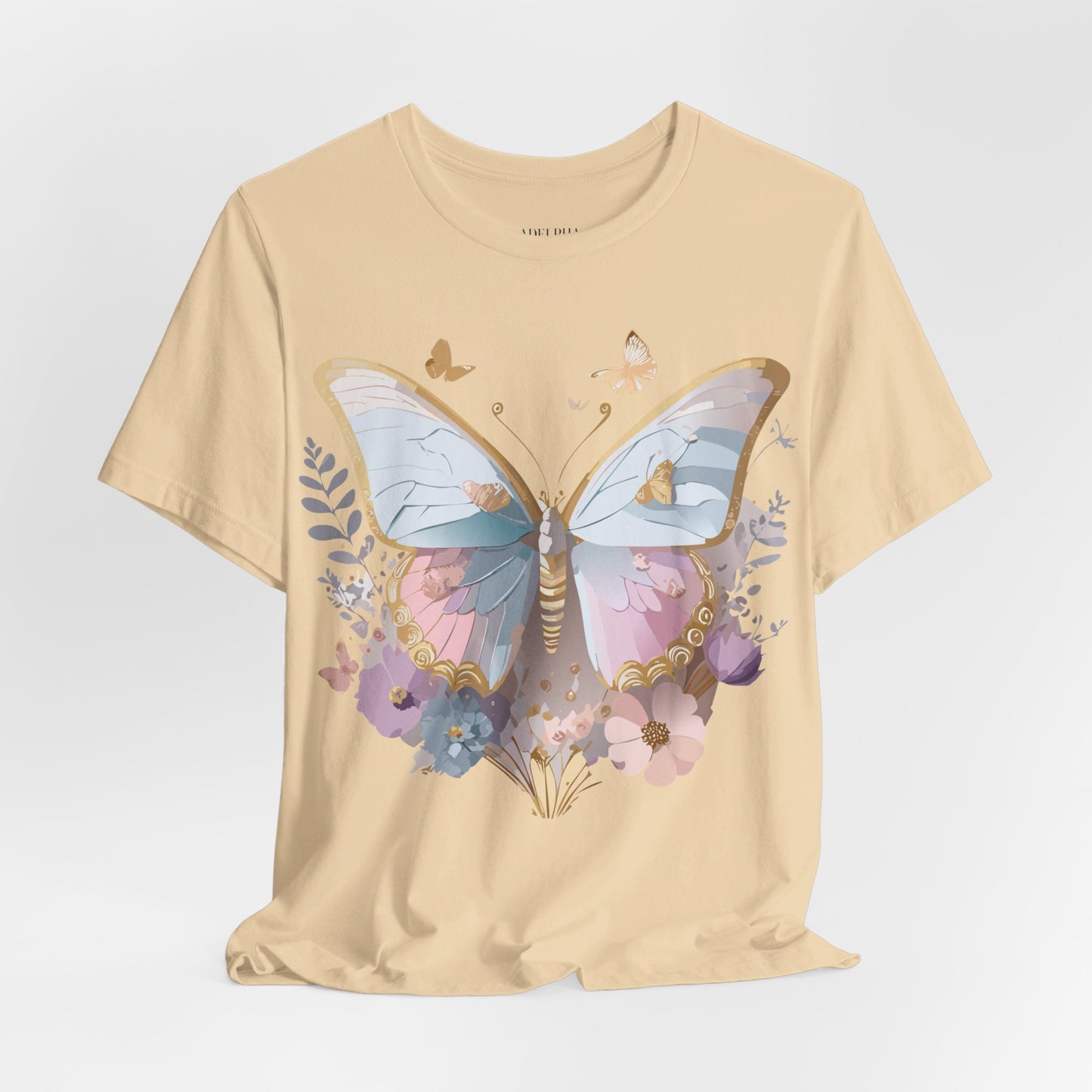 Natural Cotton Tee Shirt with Butterfly