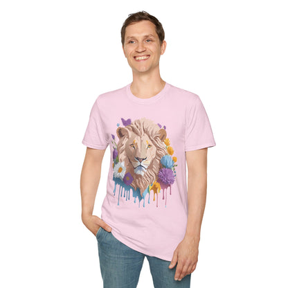Lion Shirt Unisex Floral Lion Tee Gildan Softstyle 64000 Short Sleeve